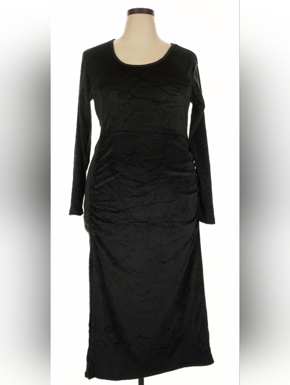 Long Sleeve Black Maxi Dress with Scoop Neck